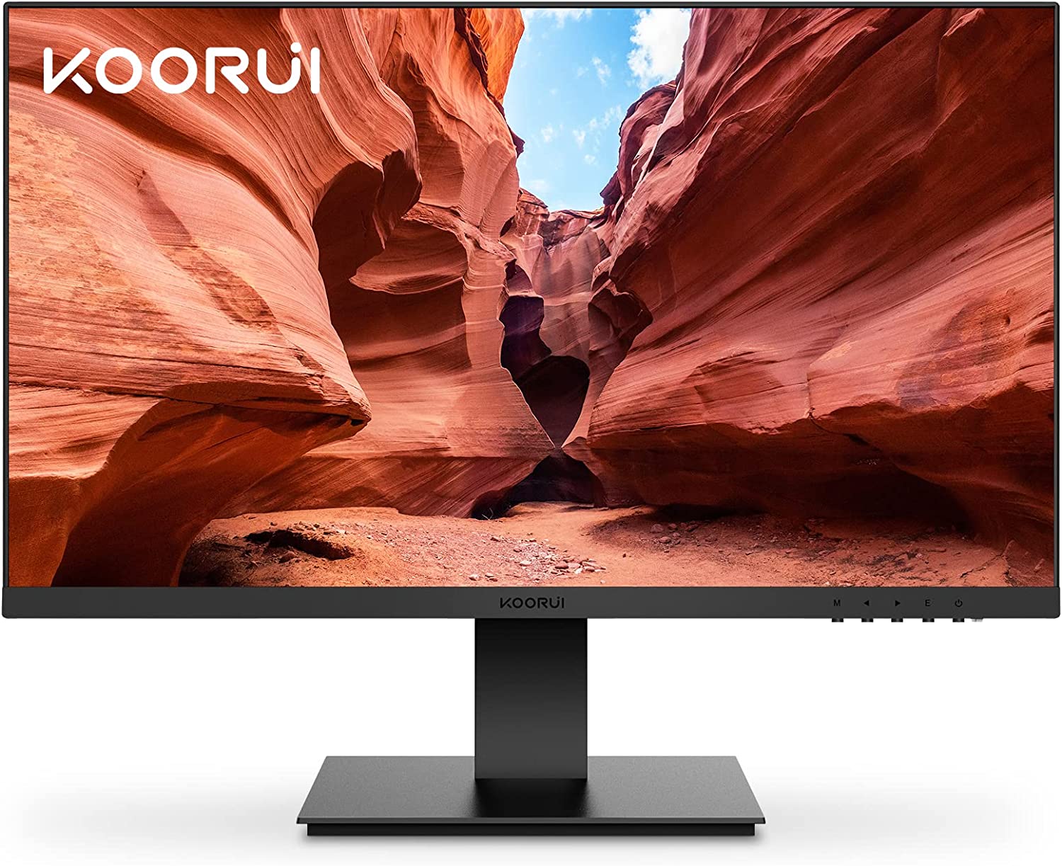         KOORUI 24 Inch Computer Monitor Full HD 1920 x 1080p VA Display 75Hz 3000:1 Contrast Ratio with HDMI, VGA, Frameless, 75 x 75 mm VESA Mountable, Ergonomic Tilt, Black       