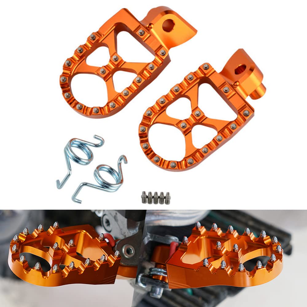 NICECNC Orange 57mm Wide Forged Footpeg Footrest FootPegs Compatible with KTM 65 85 125 250SX,250 350 450SXF,125-530EXC/EXCF,150-300XC,250 350 450XCF,200-530XCW/XCFW, FREERIDE250F/250R/350,See Fitment