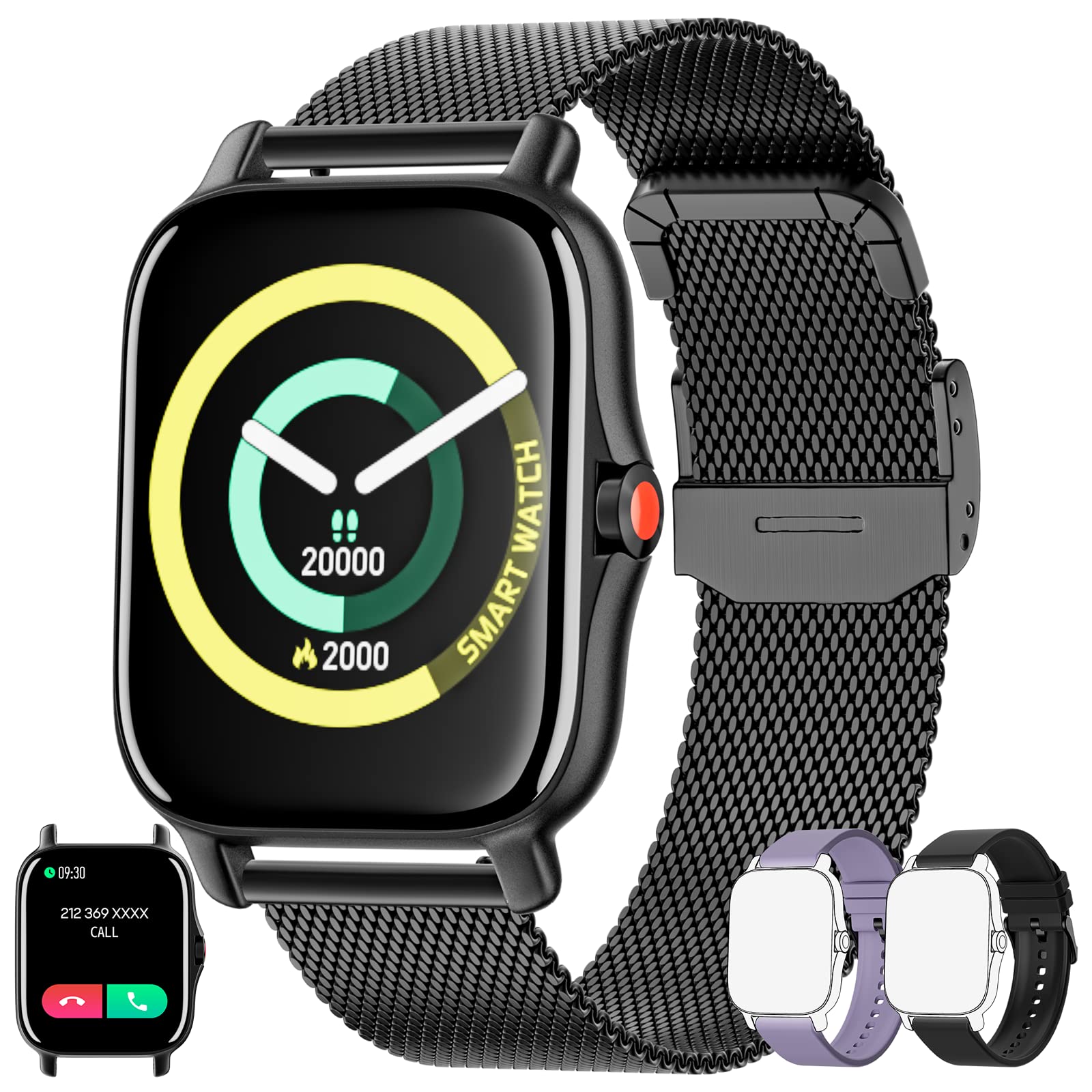 ZKCREATION Smart Watch for Men Women Call Answer/Dial Watch Digital Fitness Smartwatch for Android iOS Touch Screen Blood Pressure Watch Activity Tracker Watch with Heart Rate Sleep Monitor