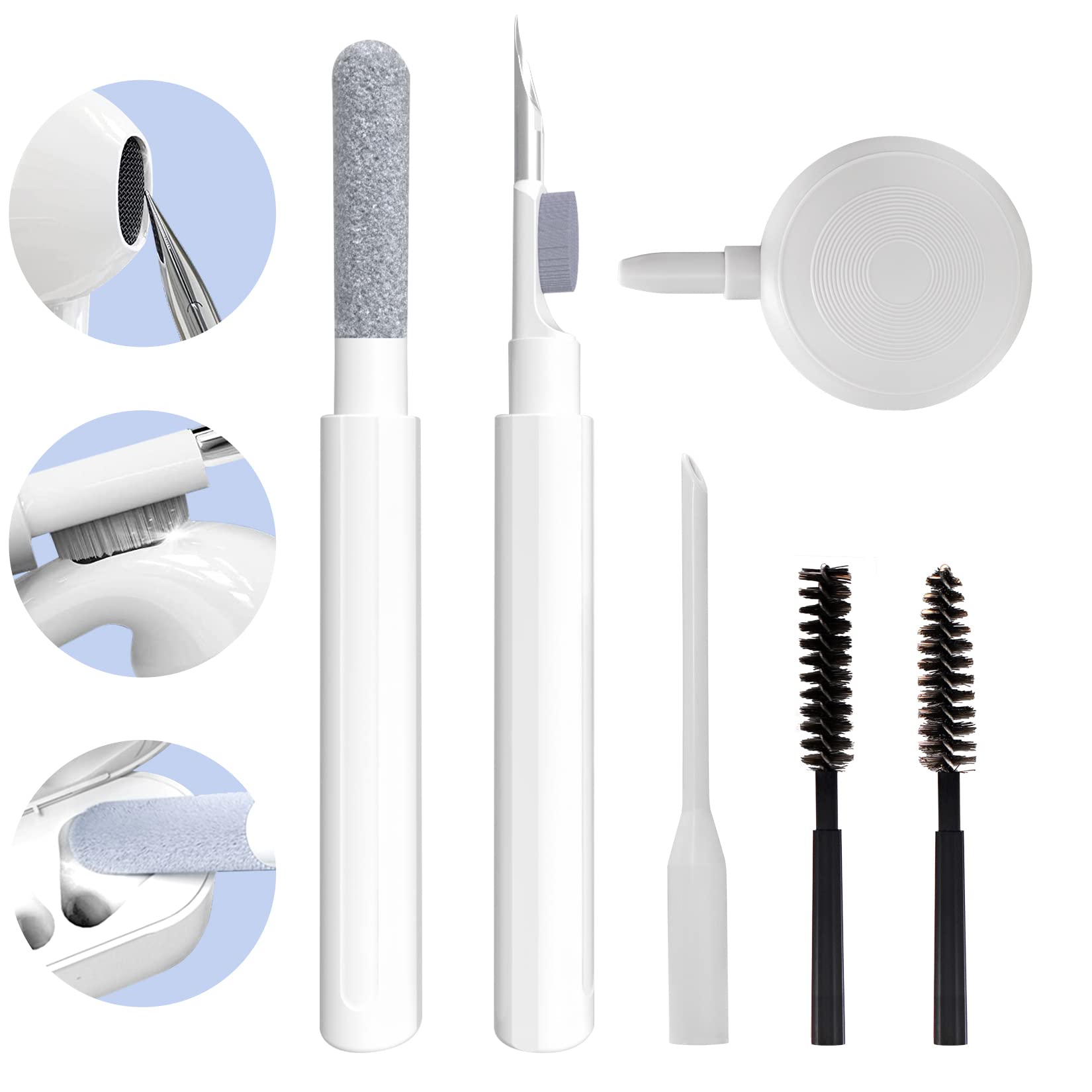 Cleaner Kit for Airpod,Supfine Airpods Pro Cleaning Pen,Multi-Function Cleaner Kit Soft Brush for Phone Charging Port,Earbuds,Earpods,Earphone,Headphone, iPod,Case,iPhone,ipad,Laptop(White)