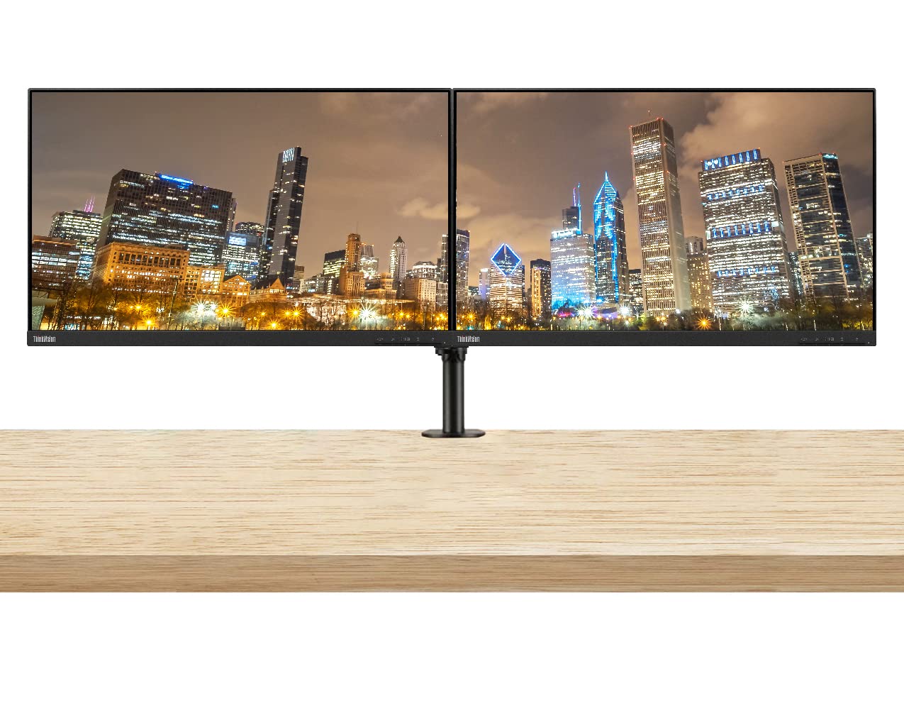 Lenovo ThinkVision S24e-20 23.8" Full HD 1920 x 1080 WLED LCD Monitor 2-Pack, 250 Nit, FreeSync, HDMI-VGA, Raven Black Bundle with Adjustable Desk Mount Monitor Stand