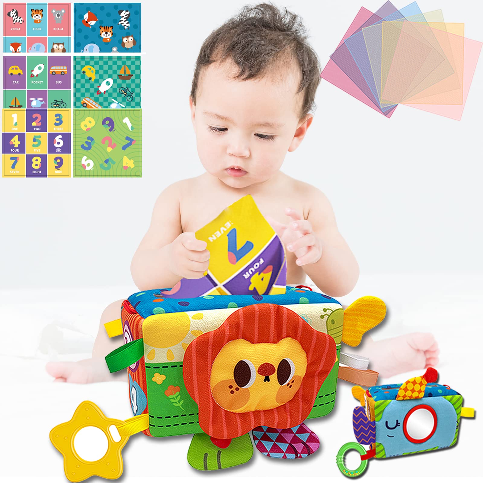 HONGID Baby Toys 6 to 12 Months,Baby Tissue Box Toy Montessori Toys for 1 2 Year Old,Sensory Toys for Toddlers 1-3,Baby Girl Boy Gift Christmas Xmax Stocking Stuffers for Babies