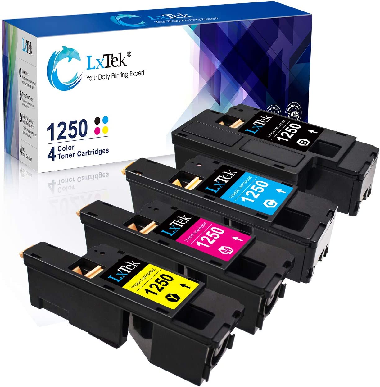         LxTek Compatible Toner Cartridge Replacement for Dell 1250 810WH C5GC3 XMX5D WM2JC to use with 1250c C1760nw C1765nfw C1765nf 1350cnw 1355cn 1355cnw Printer (Black Cyan Magenta Yellow, 4-Pack)