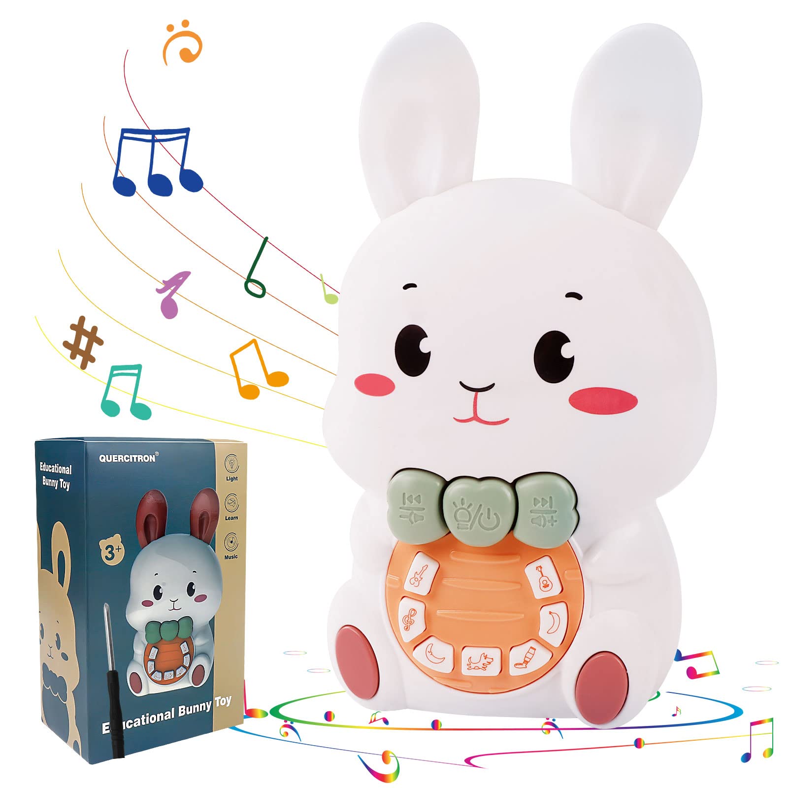 Tinabless Baby Toys 3-6 Months Infant Musical Toys for Babies 3-6-12 Months, Baby Bunny Early Educational Light Up Toy, Baby Learning Toy 12-18 Months Newborn Toy Baby Boys and Girls Easter Gifts
