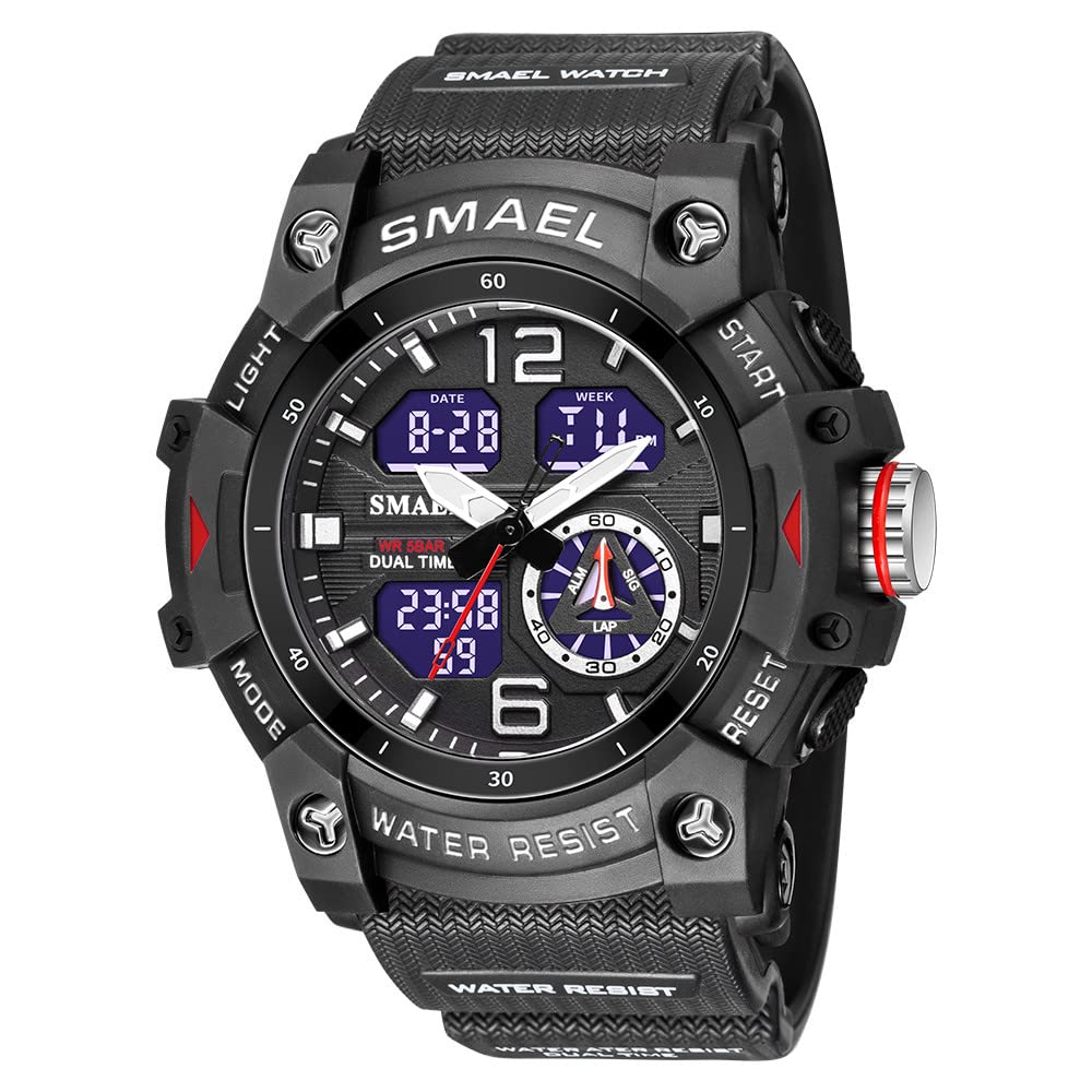 Mens Quartz Wristwatches Dual Display Analog Digital LED Electronic Clock Waterproof G Style Military Sport Male Watches…