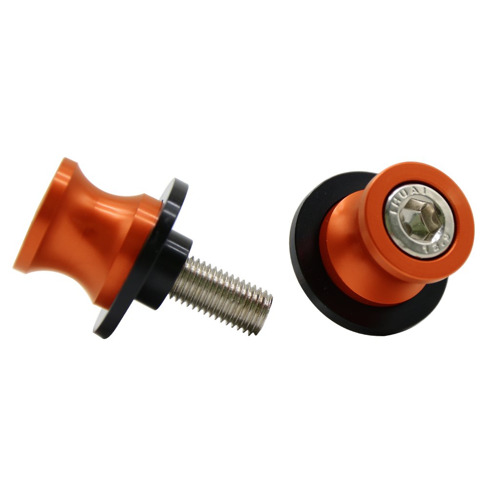 2pcs M10 X1.25 Motorcycle Swing arm Sliders Spools CNC Swing Arm Stand Screw for FZR 1000/600R/400 for Kawasaki Z750 /Z750S/ Z750R /ER-6F /ER-6N /Versys 1000 Duk 125/200/390 RC 125/200/390(Orange)