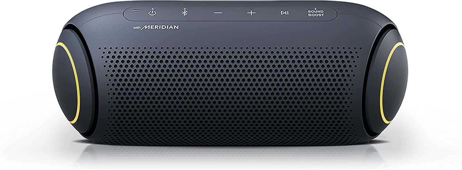 LG XBOOM Go Bluetooth Speaker PL5 Wireless IPX5 Waterproof Portable Audio Dual Bass Meridian Sound Boost, 18 Hour Battery Life, LED Lighting (2021 XBOOM GO Portable Speaker PL5) - Black