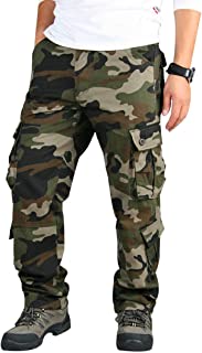 Mens Relaxed-Fit Cargo Pants Multi Pocket Military Camo Combat Work Pants
