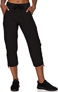 Active Women's Fashion Lightweight Woven Drawstring Cargo Capri Pant with Pockets