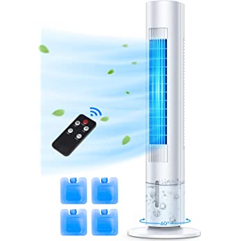 Evaporative Air Cooler, BALKO 35-INCH Windowless Air Conditioner Portable for Room w/Removable Water Tank, Remote & 7H Timer, 60° Oscillation Swamp Cooler, Tower Cooling Fan for Bedroom Home