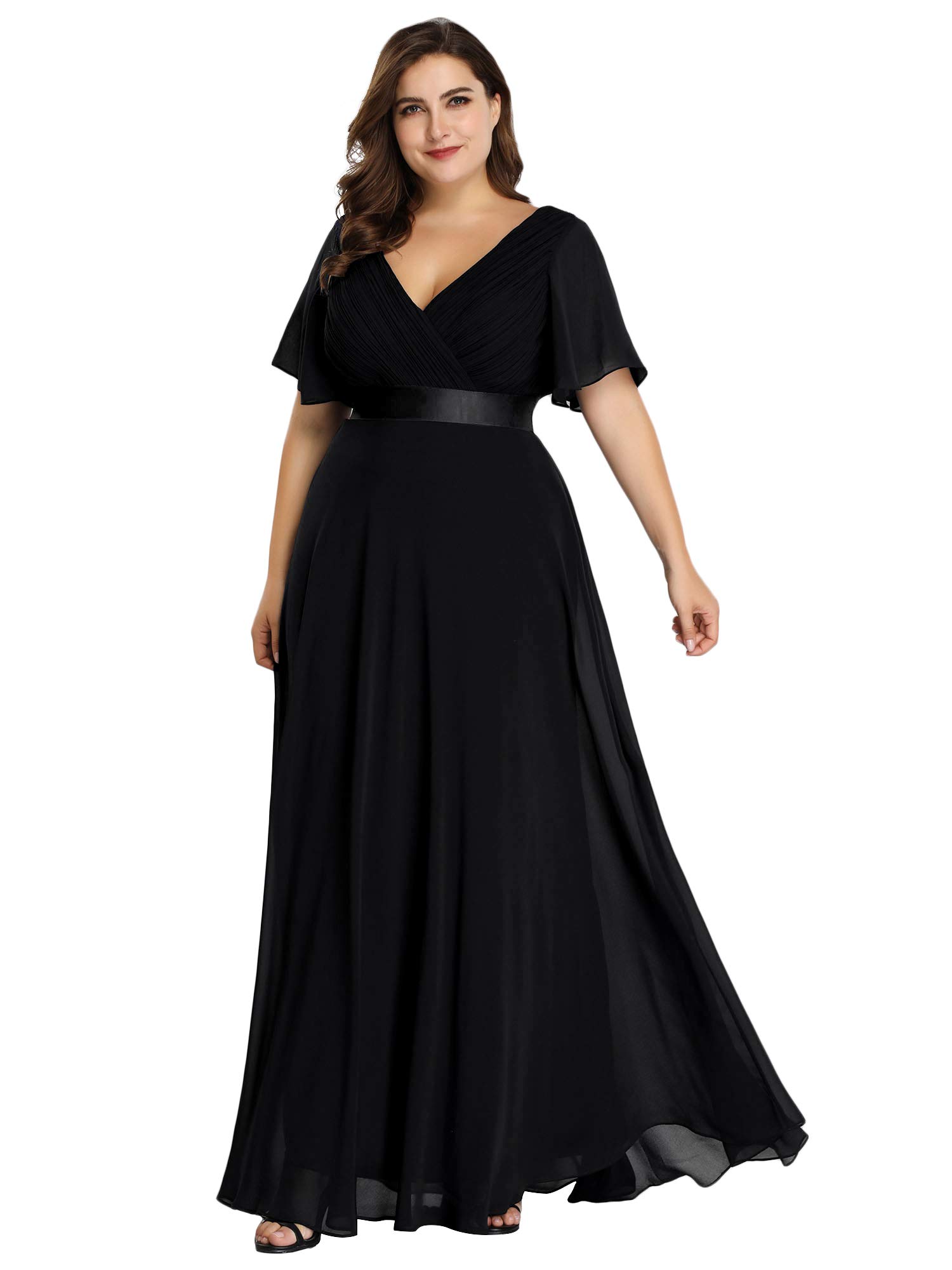 Women's Plus Size Double V-Neck Evening Party Maxi Dress 09890