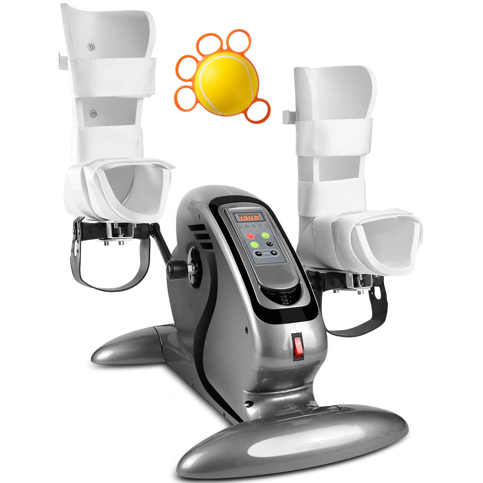 Motorized Pedal Exercise Bike, Mini Electric Pedal Exercise Bike with Leg Guards, Suitable for Elderly Leg and arm Rehabilitation, Suitable for Office or Home use. (Grey)