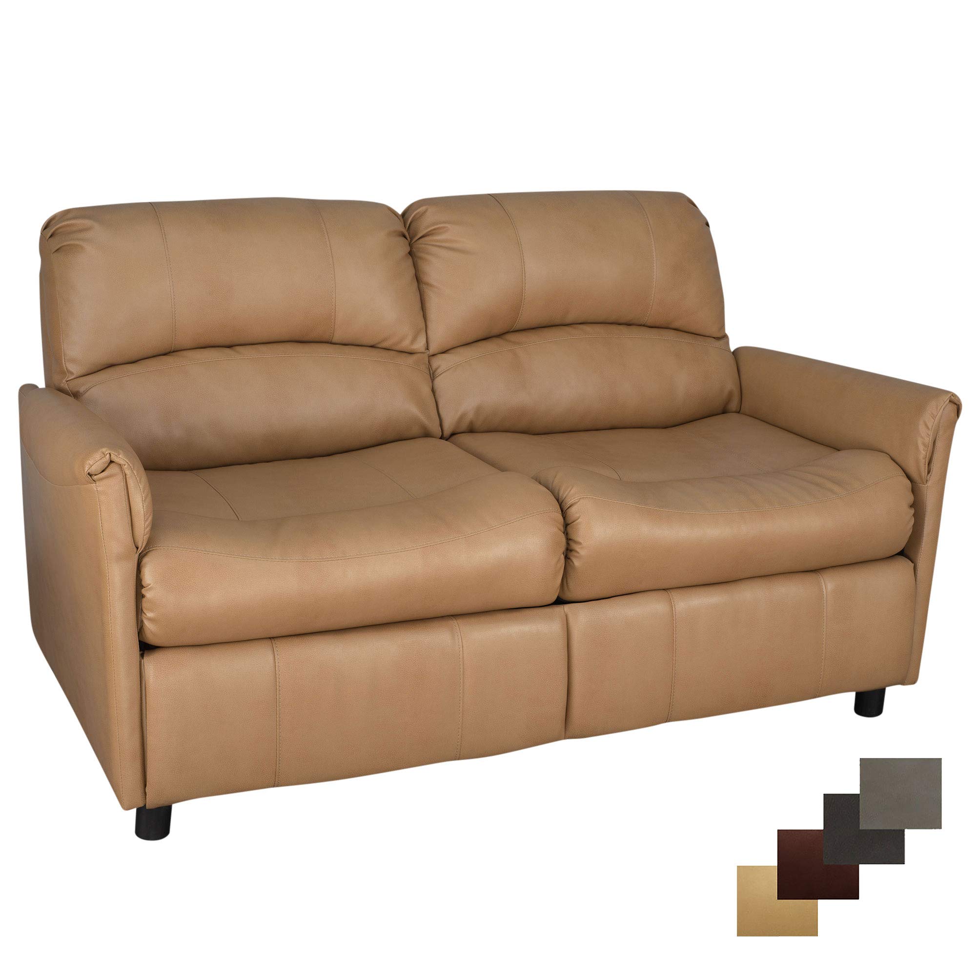RecPro Charles Collection | 60" RV Hide A Bed Loveseat | Memory Foam Mattress | RV Sleeper Sofa | Pull Out Couch | RV Furniture | RV Loveseat | RV Living Room (Slideout) Furniture | Toffee