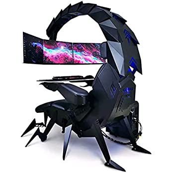          NEOCHY Comfortable Luxury Gaming Chair Ergonomic Computer Cockpit Chair with Led Lights Comfortable Racing Simulator Cockpit Game Chair with Hanging 3 Screens Red (Color : Black)        