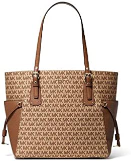 Voyager Logo Jacquard Tote Bag , Beige Ebony