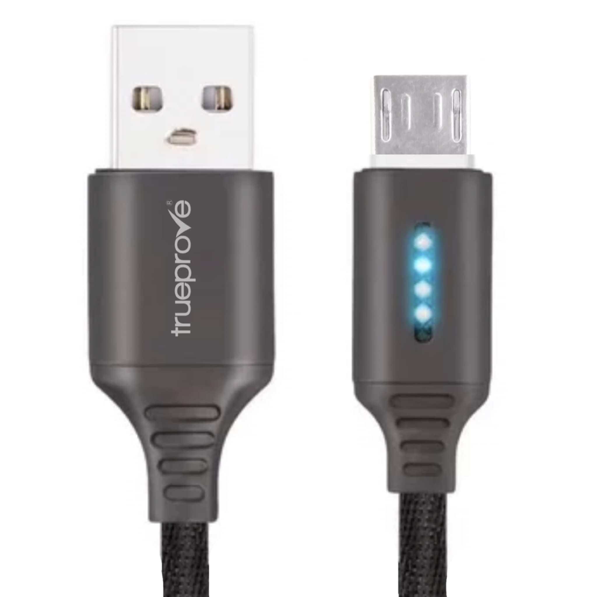 3FT TrueProve Pro Micro USB Cable LED Lighting Status, USB Charger Cord Android 2.4A Charging Sync for Samsung Galaxy S7 Edge/S7/S6, for HTC, LG, Sony, Xbox, PS4 & More