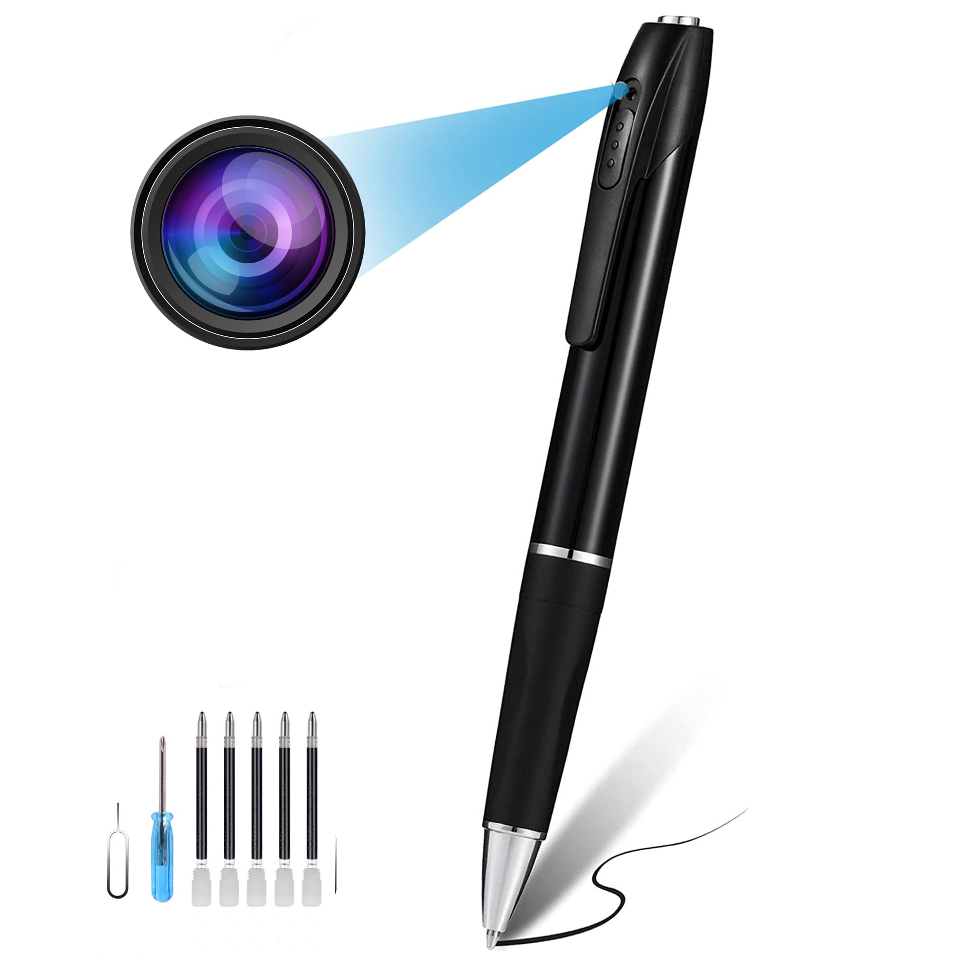 32GB Hidden Camera, Spy Camera, Pen Camera with FHD1080P, Nanny Cam with 180 Minutes Battery Life, Body Camera for Home Security or Classroom Learning