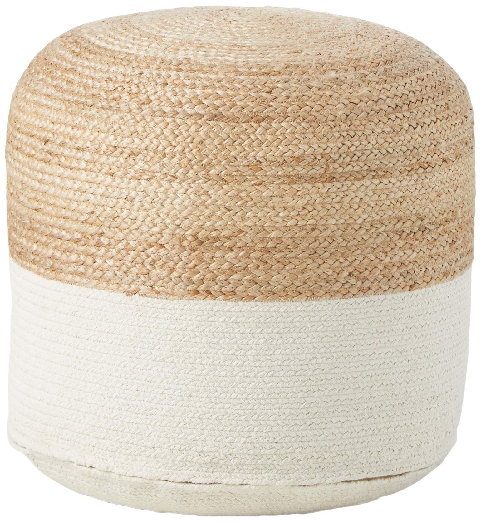 Signature Design by Ashley Sweed Valley Jute & Cotton Pouf, 19 x 19 Inches, Natural & White