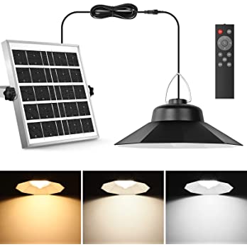          ONELEJA Solar Pendant Lights Outdoor Indoor, Upgraded Motion Sensor Solar Shed Light with Remote Control 5 Lighting Modes 1200LM IP65 Waterproof Dimmable lamp for Garage Gazebo Home Barn (Sin