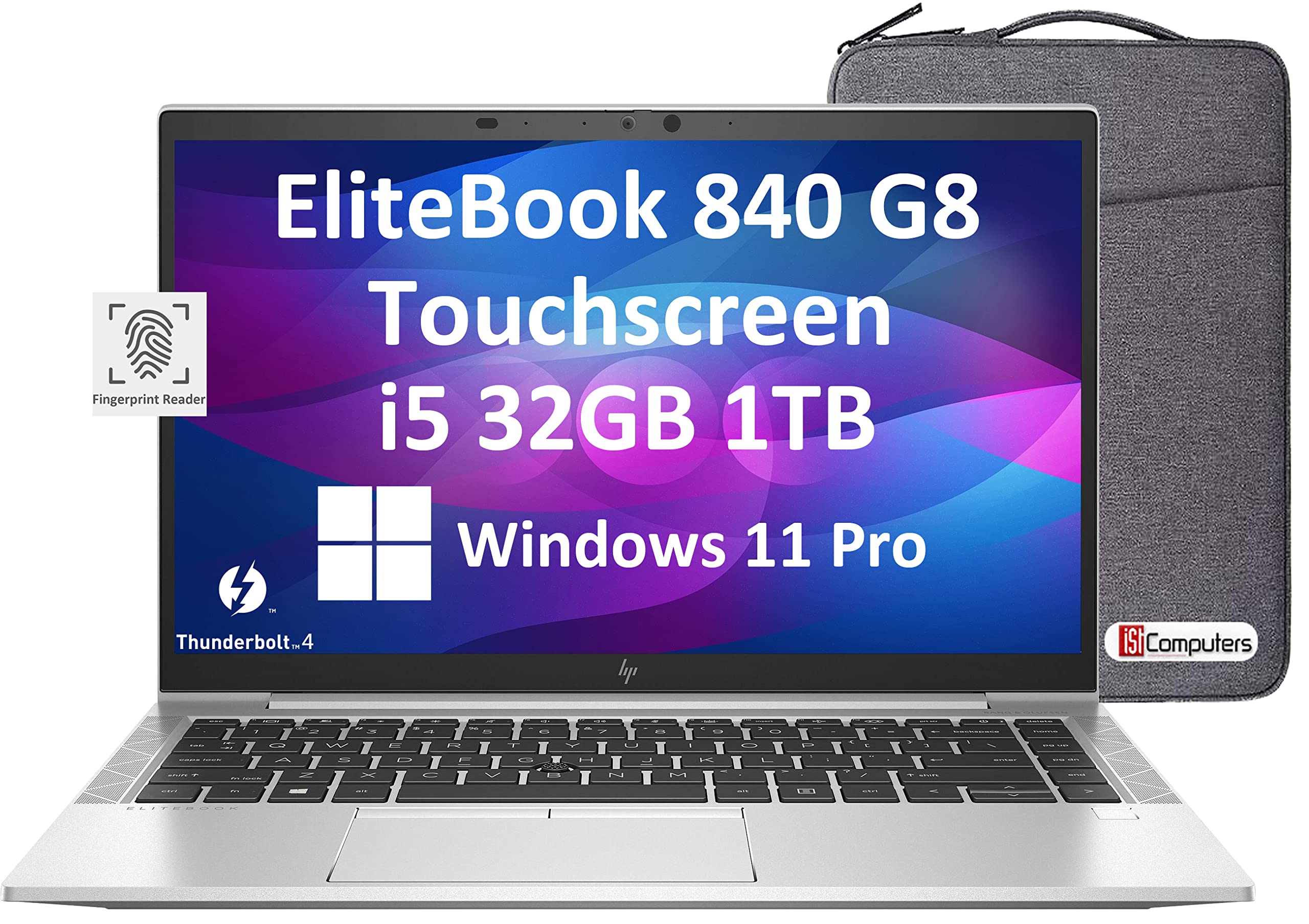 HP EliteBook 840 G8 14" FHD Touchscreen (Intel 4-Core i5-1145G7, 32GB RAM, 1TB PCIe SSD, Full HD IPS) Business Laptop, 2 x Thunderbolt 4, Fingerprint, 3-Year Warranty, IST Bag, Win 11 Pro