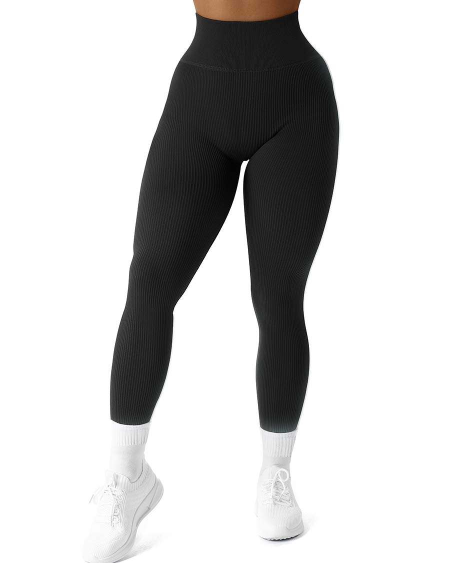 Women Ribbed Seamless Leggings High Waisted Workout Gym Yoga Pants