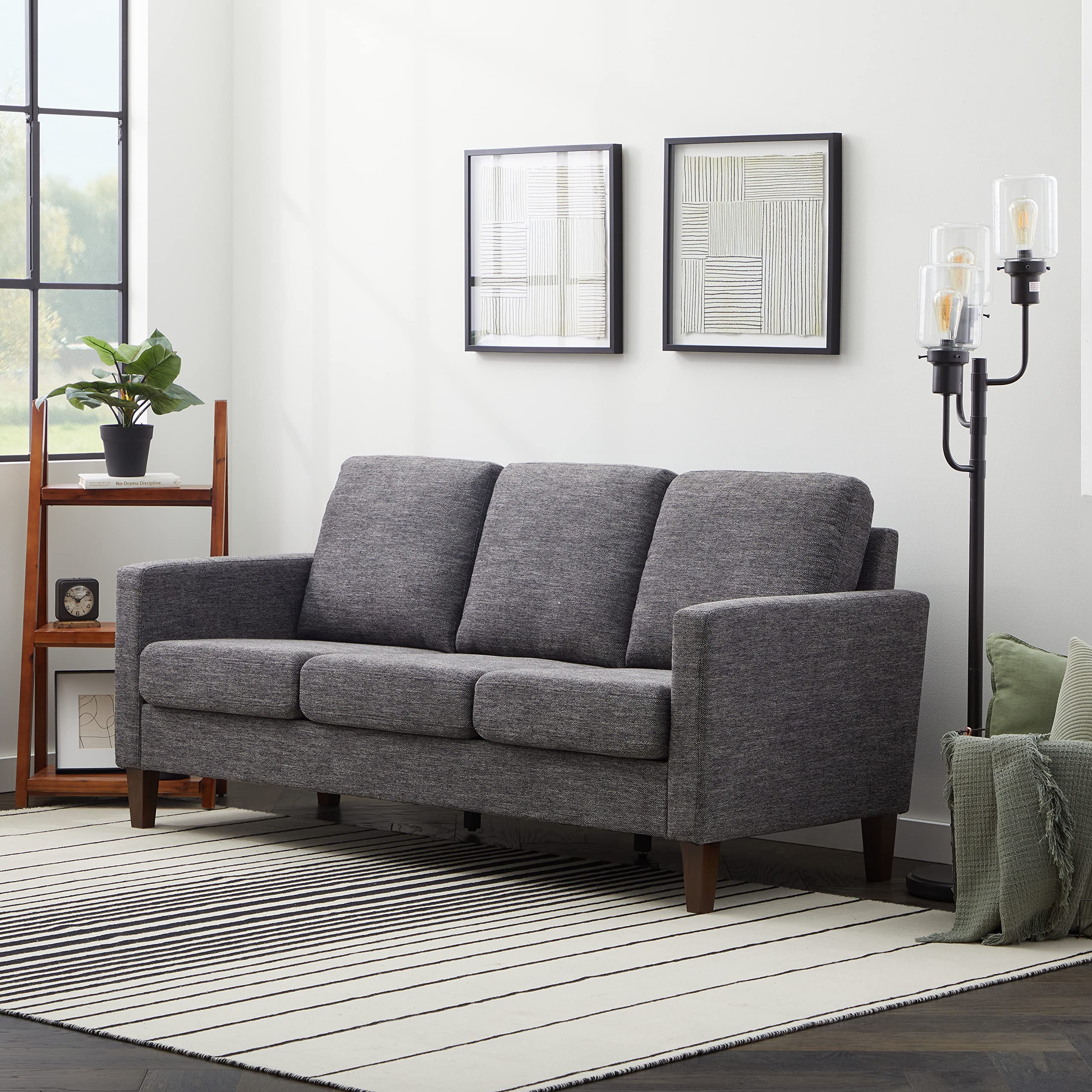 Edenbrook Archer Upholstered Couch – Couches for Living Room - Charcoal Upholstered Couch - Living Room Furniture - Small Couch - Seats Three - Straight Arm Modern Couch