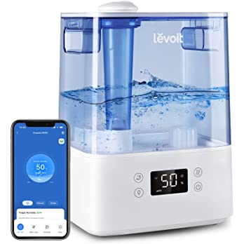          LEVOIT Classic300S Ultrasonic Smart Top Fill Humidifier, Extra Large 6L Tank for Whole Family, APP & Voice Control, Humidity Setting with Sensor, Quiet Sleep Mode, Night Light, Essential Oil 
