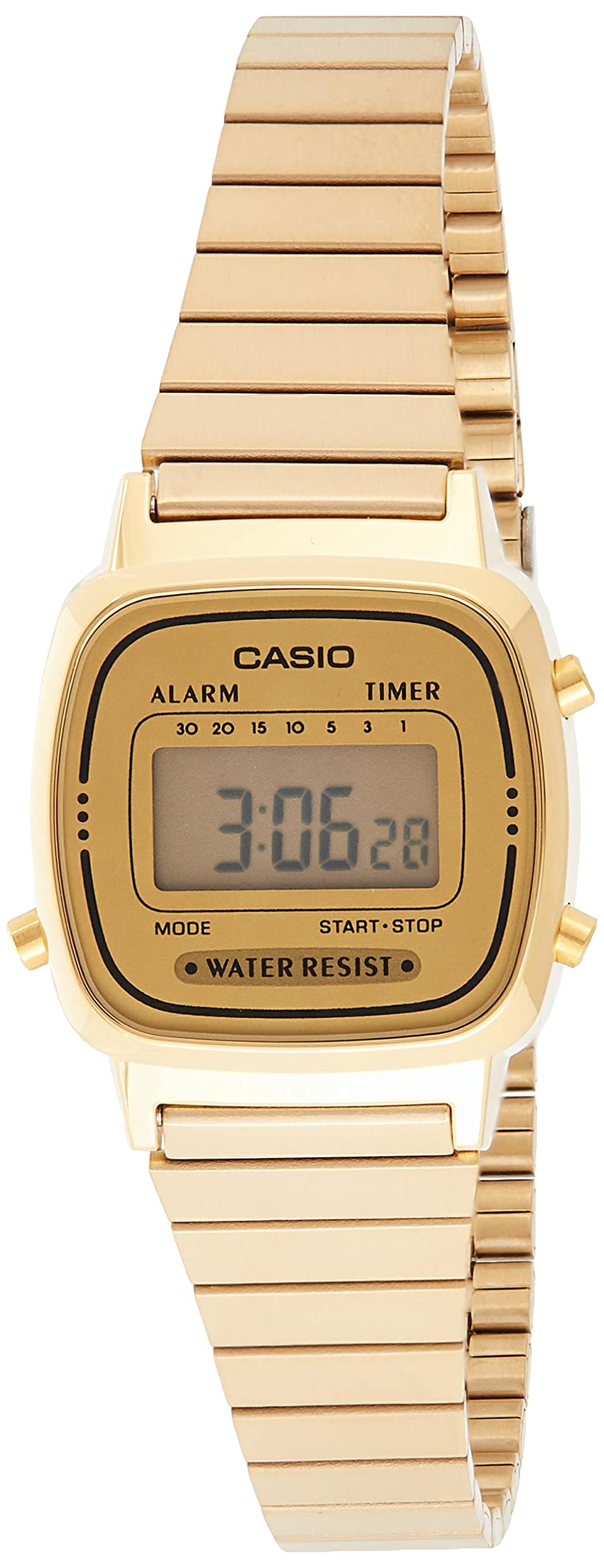 Women's LA670WGA-9 Gold Stainless-Steel Quartz Watch with Digital Dial