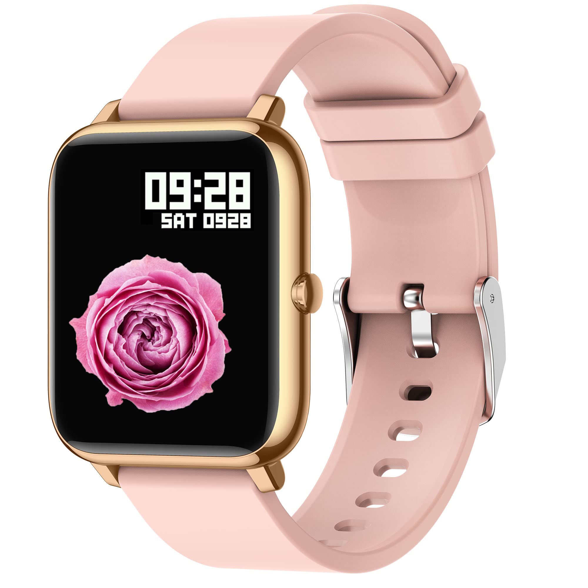 Smart Watch, Popglory Smartwatch with Blood Pressure, Blood Oxygen Monitor, Fitness Tracker with Heart Rate Monitor, Full Touch Fitness Watch for Android & iOS for Men Women