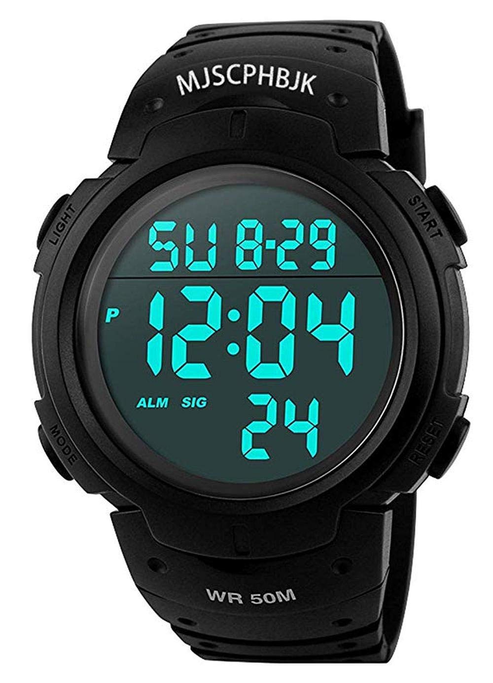 MJSCPHBJK Mens Digital Sports Watch, Waterproof LED Screen Large Face Military Watches and Heavy Duty Electronic Simple Army Watch with Alarm