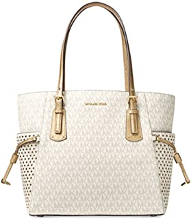 MICHAEL Michael Kors Voyager East West Signature Tote (Vanilla/Gold)
