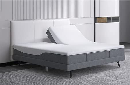 EGNIAN Adjustable Bed Frame - Bedroom Furniture with 12” Cool Gel Memory Foam Mattress, Zero Gravity and App Control, Head & Foot Incline Base, Wireless, Split King Size（Bed Frame + Mattress