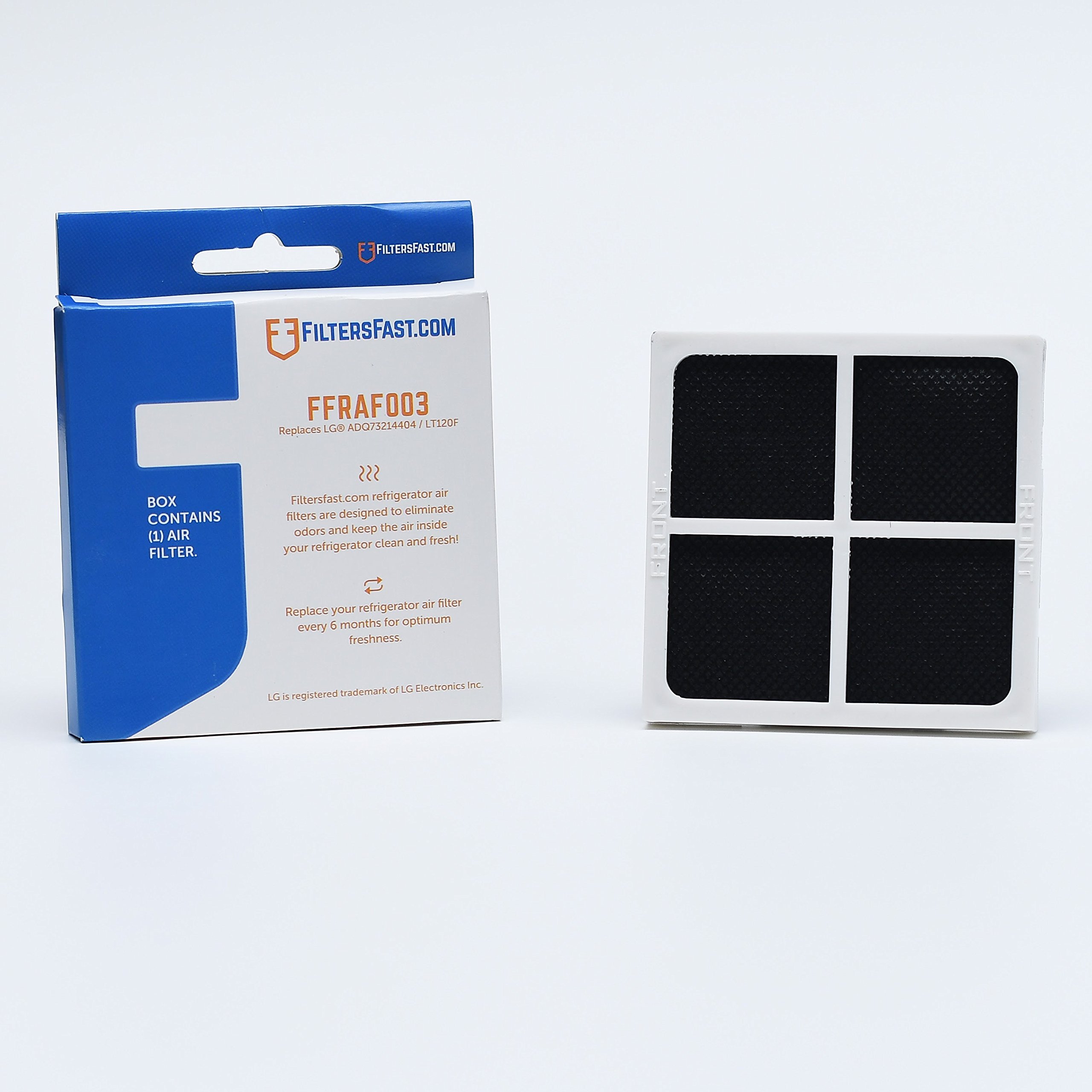 Filters Fast FFRAF-003 Compatible Replacement for LG ADQ73214404, ADQ73214405 Carbon Refrigerator Fridge Air Filter, Air Cleaner Odor Neutralizer Deodorizer 3.25x3.25x0.25 inch